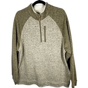 Old River, XXL, Tan Quarter Zip Pullover, Sherpa Lined Collar, Raglan Sleeves